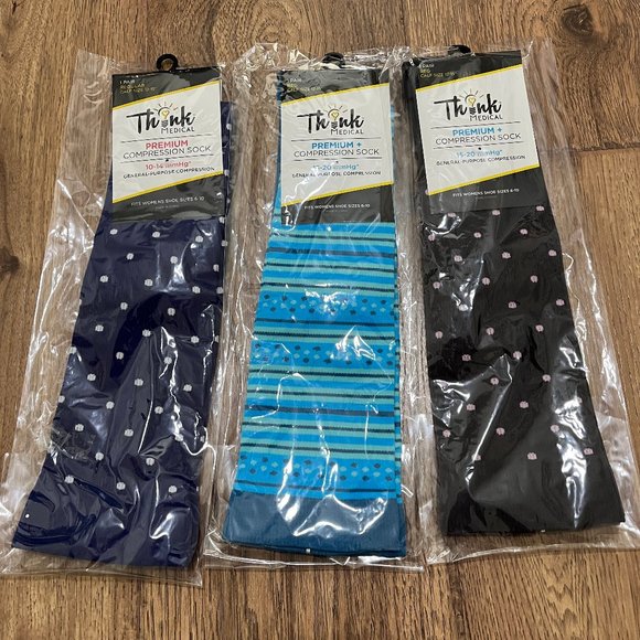Lot of 3 Premium Compression Socks 10-20 mmHG Nurse Work Travel - Picture 1 of 2